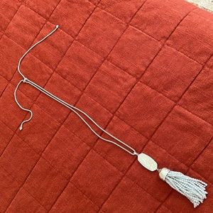Kendra Scott adjustable necklace with grey beaded fringe